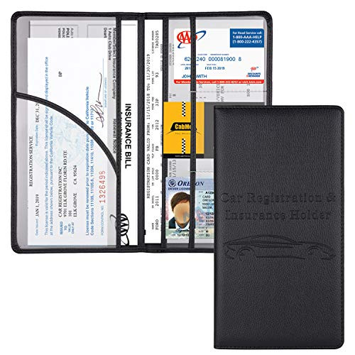 Cacturism Car Registration and Insurance Holder with Magnetic Shut, Vehicle Glove Box Car Organizer, Men Women Interior Car Accessories for Cards, Essential Document, Driver License, Black | Amazon (US)