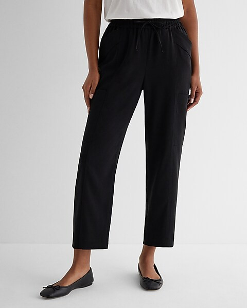 High Waisted Pull On Cargo Ankle Pant | Express