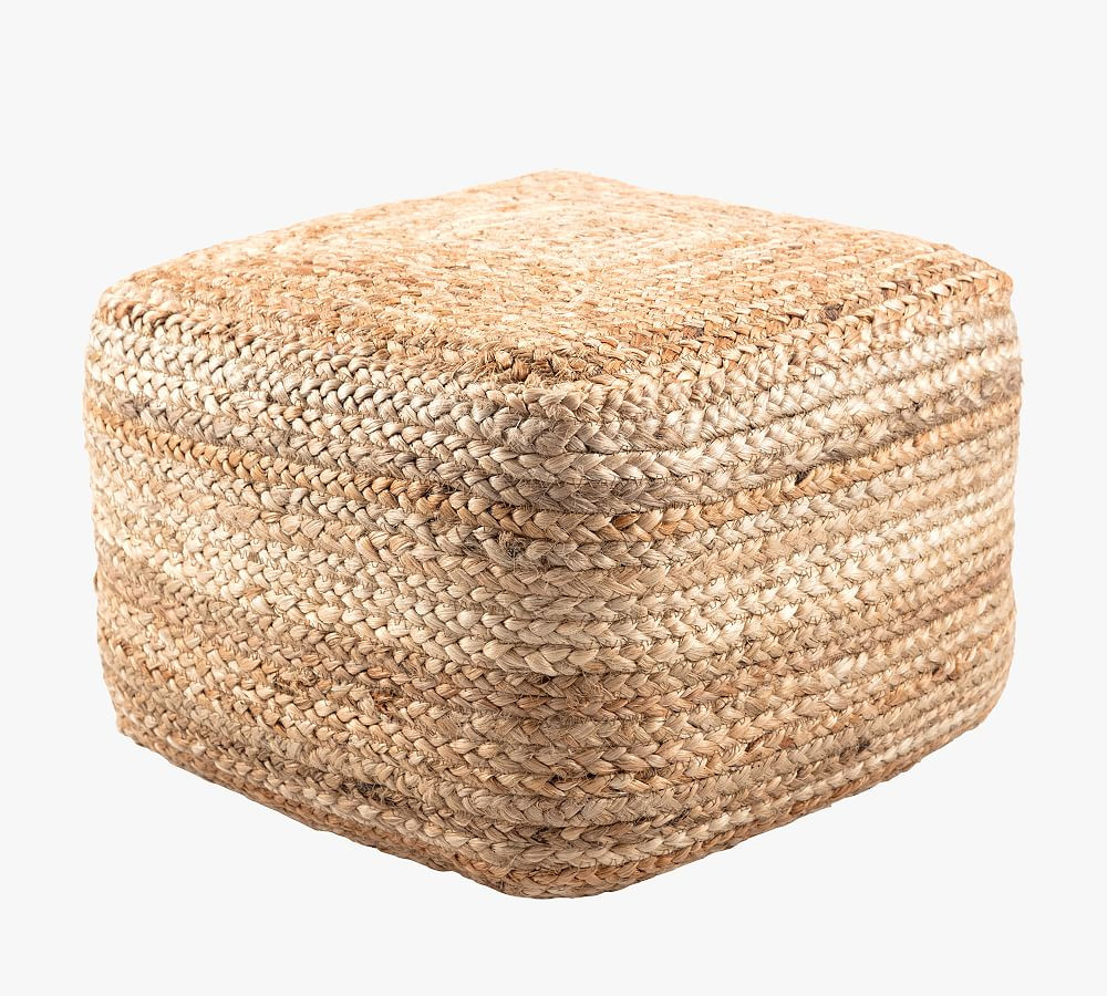Square Hand Braided Jute Pouf | Pottery Barn (US)