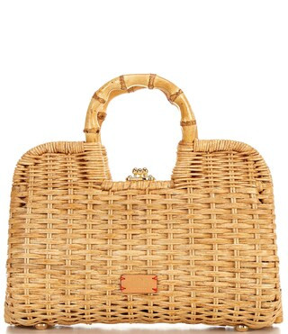 Buzzy Basket Wicker Peony Bamboo Statement Handle Frame Bag | Dillard's