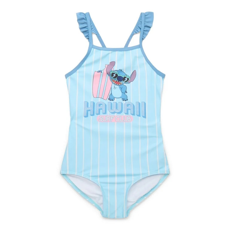 Lilo & Stitch Girls' One Piece Swimsuit with UPF 50+, Sizes 4-12 | Walmart (US)