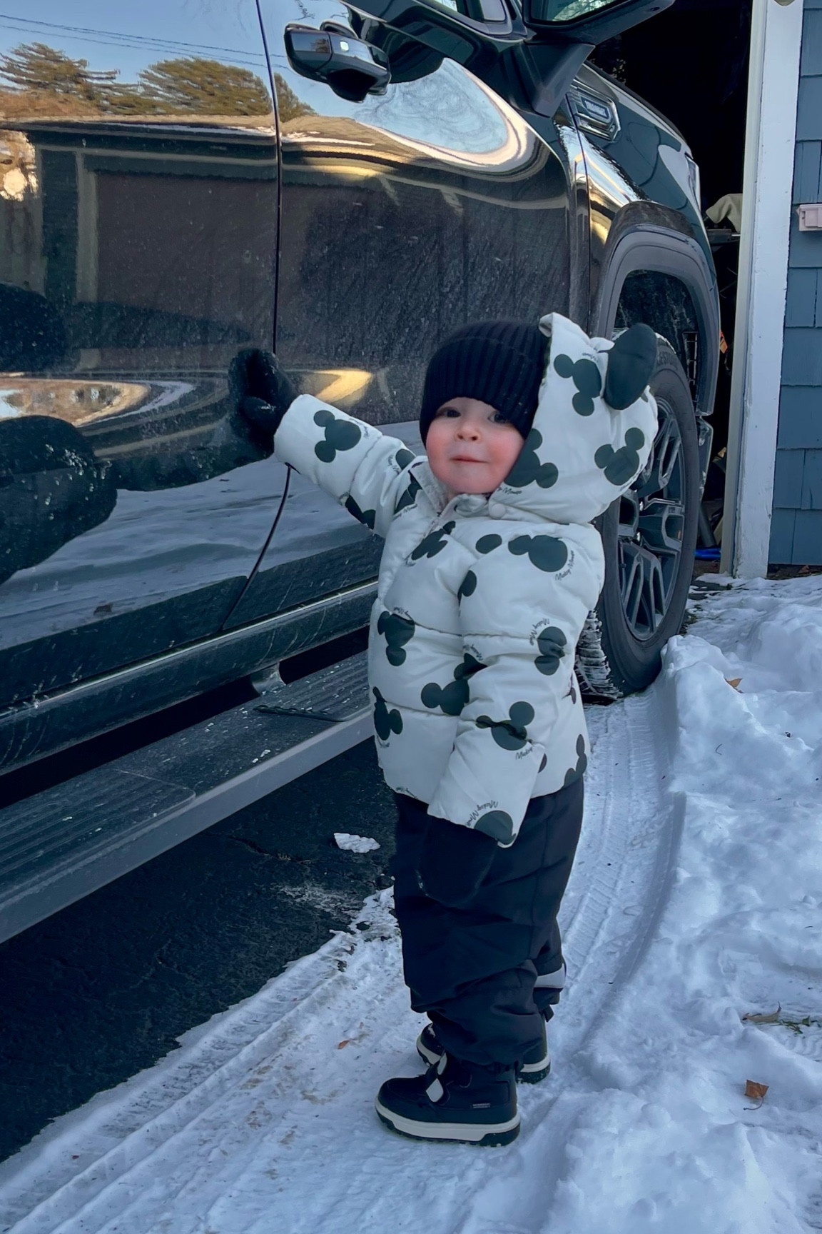 Head to toe H&M for cold weather and snow ! Coat jacket snow pants boots hats kids toddler boy Mickey black neutral 

#LTKBaby #LTKKids #LTKSeasonal