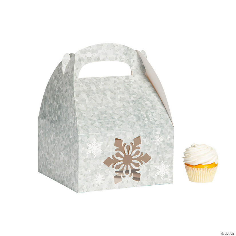 Galvanized Silver Snowflake Treat Boxes - 6 Pc. | Oriental Trading Company