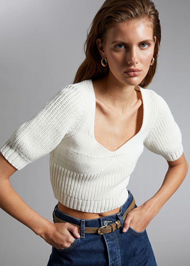 Cropped Sweetheart Bustier Knit Top | & Other Stories US