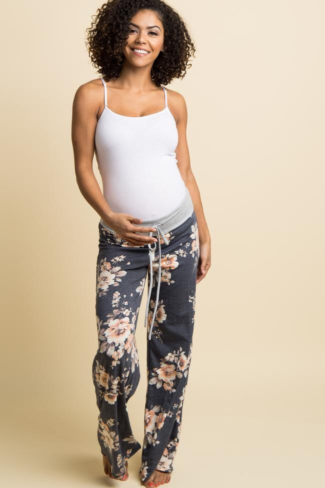 PinkBlush Navy Floral Drawstring Maternity Pajama Pants | PinkBlush Maternity