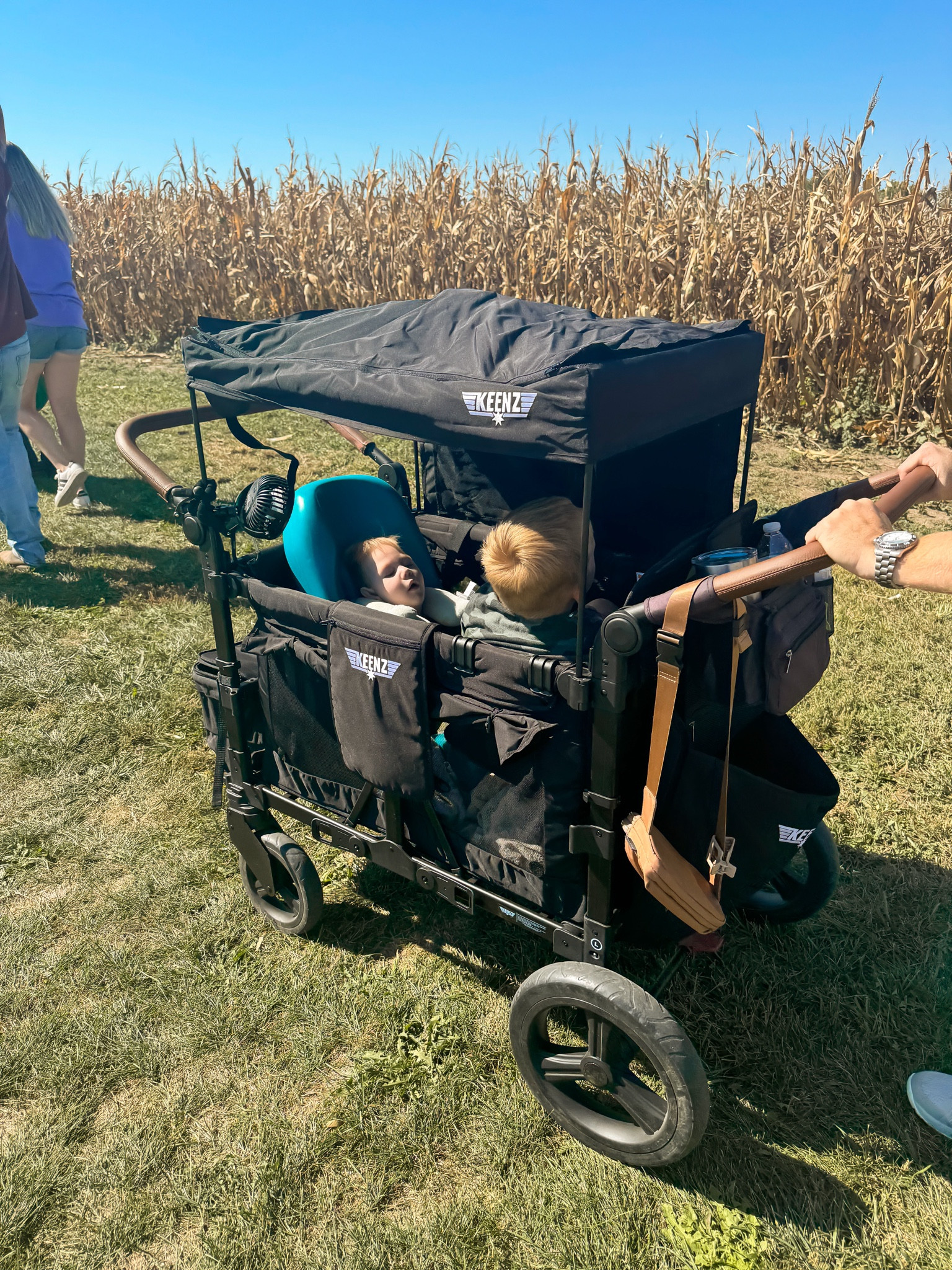 Loving our new Keenz stroller wagon!!! they also offer 25% off for special needs families, Levi’s tomato seat fits great inside! We added our own drink organizer and stroller fan 

#LTKActive
