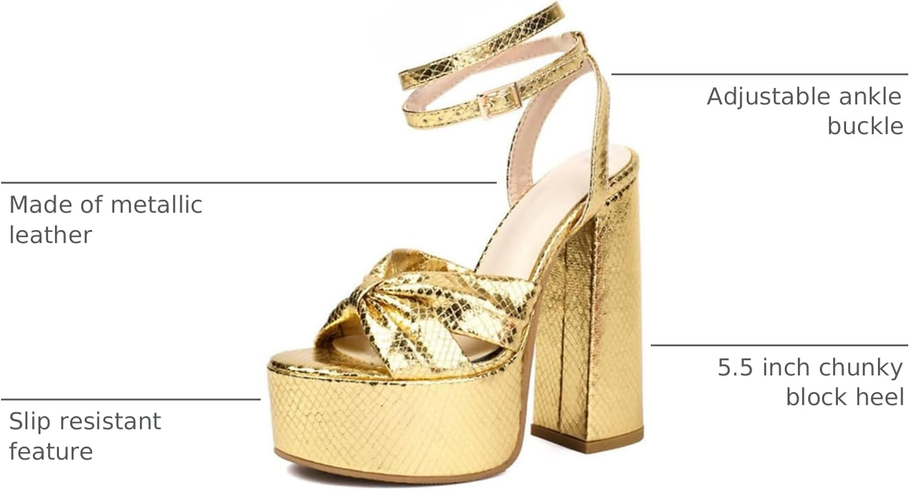 Onlymaker Platform Heels for Women Ankle Strap Chunky High Heel Sandals | Amazon (US)