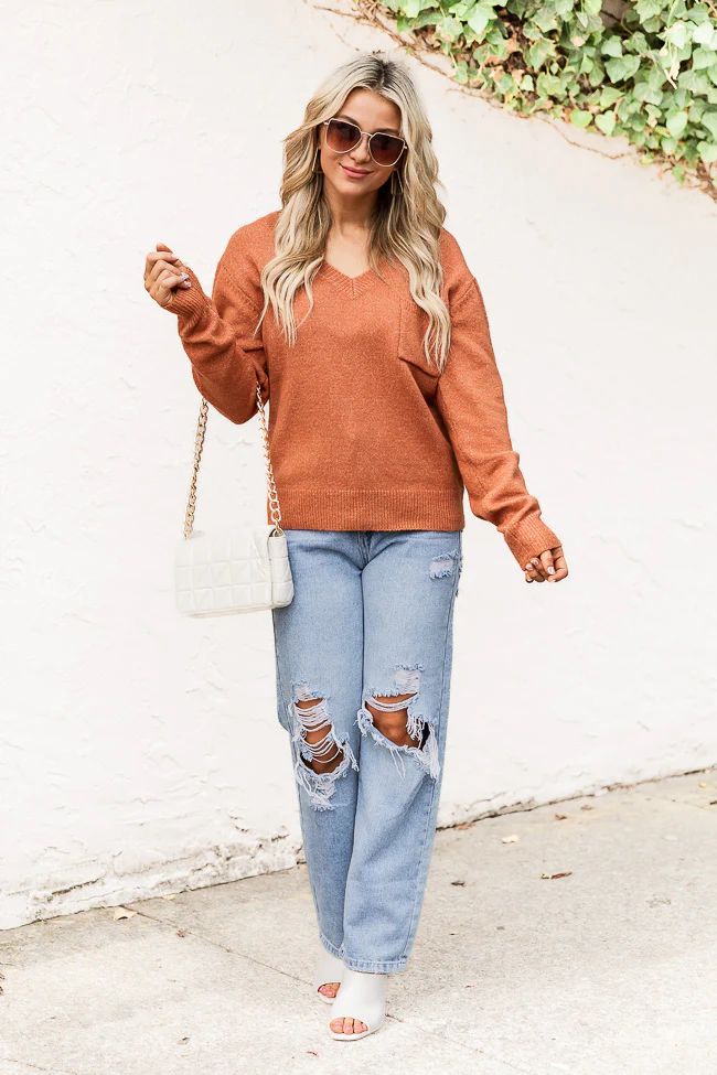 Rule The World Rust Pocket Sweater | Pink Lily