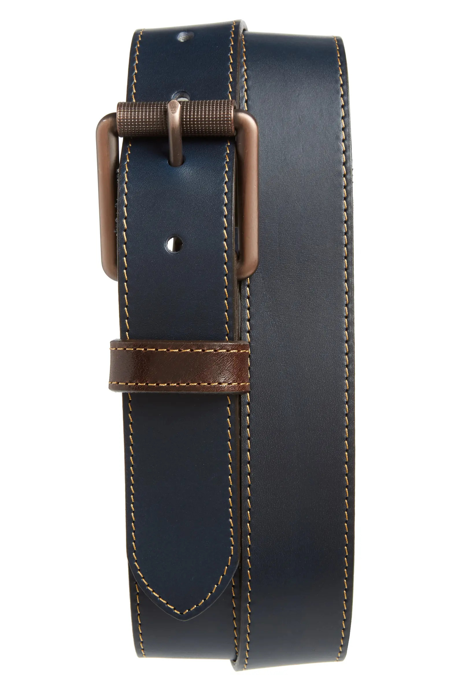 Contrast Stitch Calfskin Belt | Nordstrom
