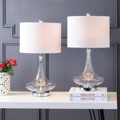 JONATHAN Y Cecile 25.5" Glass Teardrop LED Table Lamp, Clear/Chrome (Set of 2) | Target