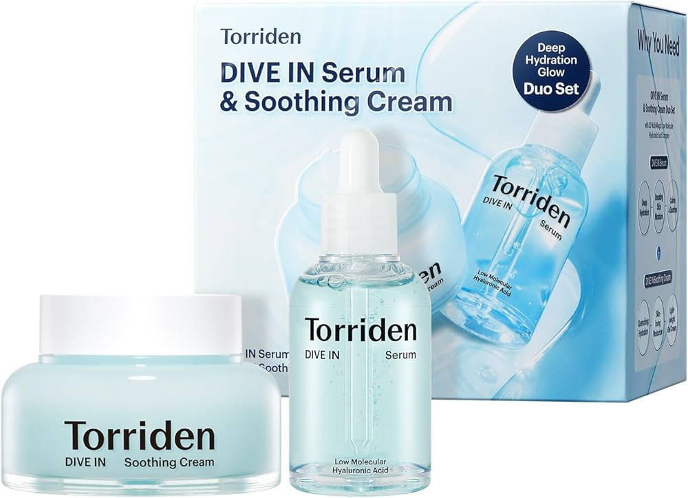 Torriden DIVE IN Serum 1.69 fl.oz. + Soothing Cream (Jar) 3.38 fl.oz. | Hyaluronic Acid Care Set ... | Amazon (US)