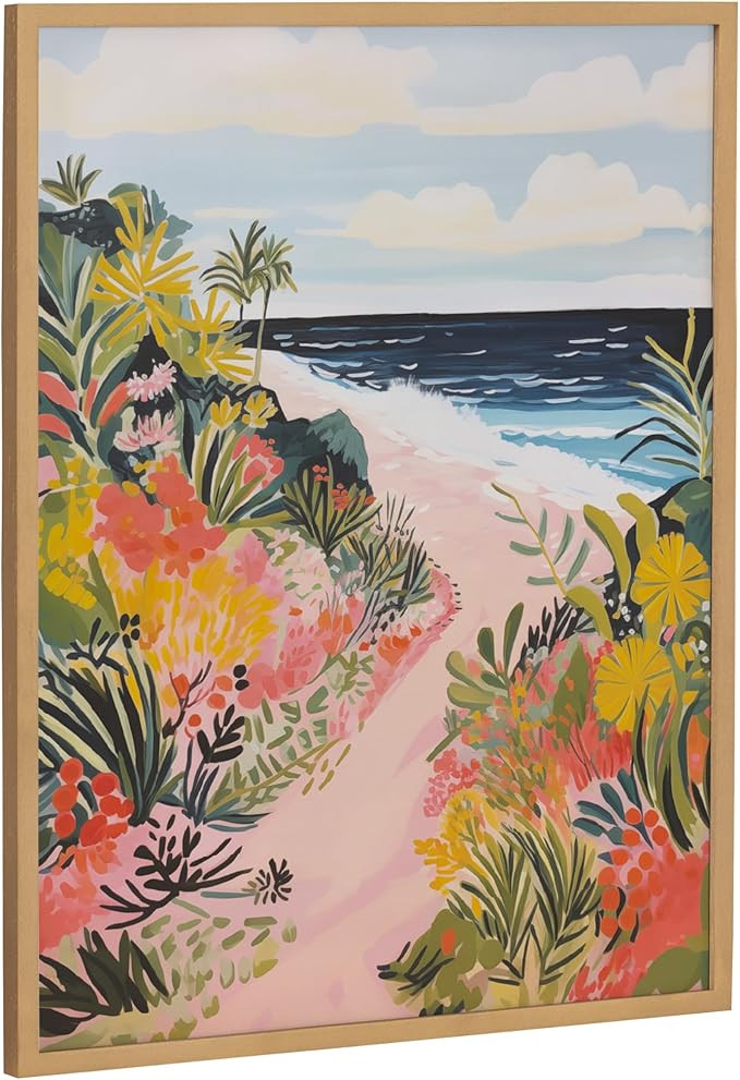 Kate and Laurel Tropical Bright Ocean Path Landscape Framed Wall Art by The Creative Bunch Studio... | Amazon (US)