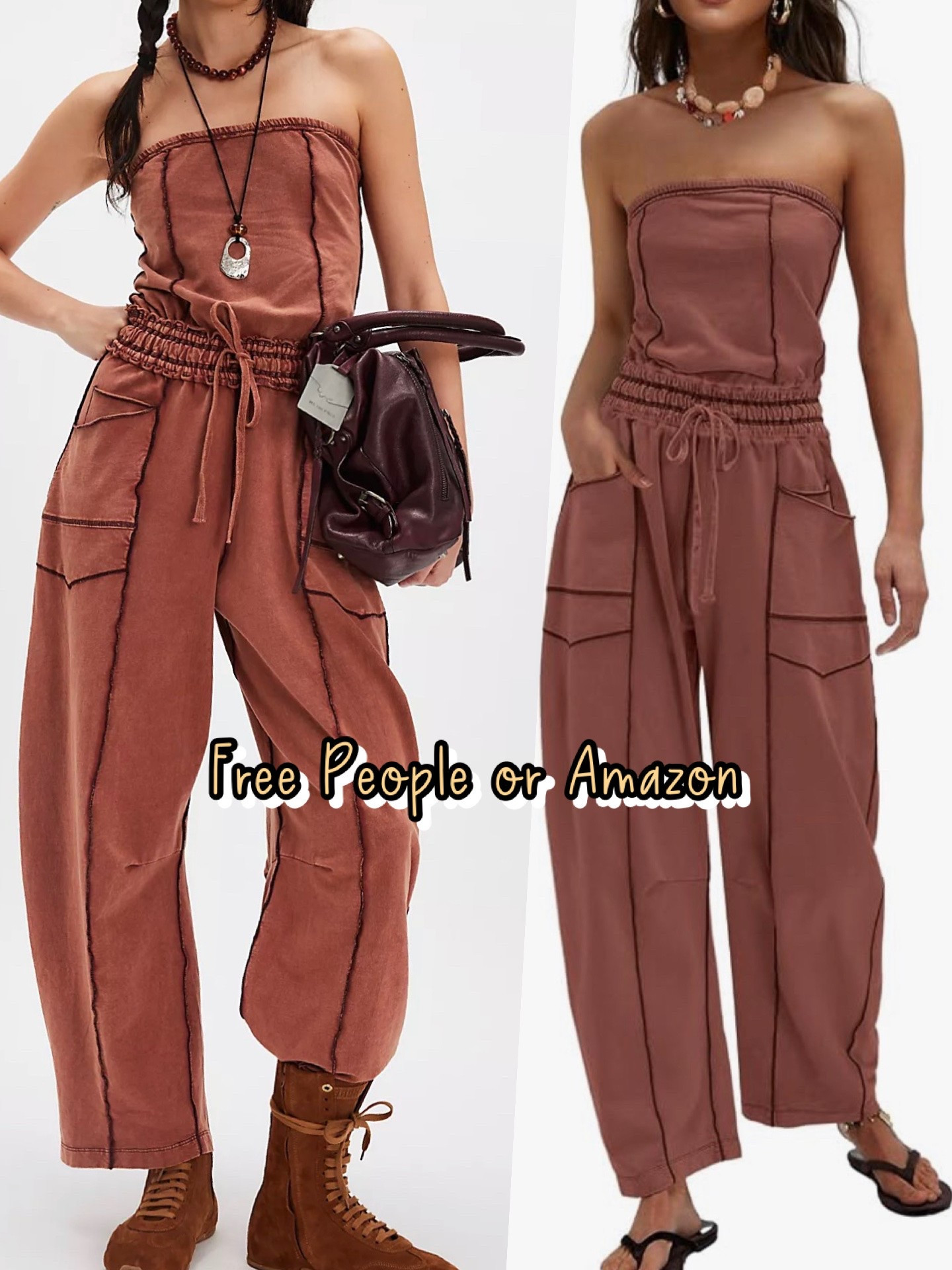 I have the free people jumpsuit but I have some girls I know that have the Amazon one and it looks great!