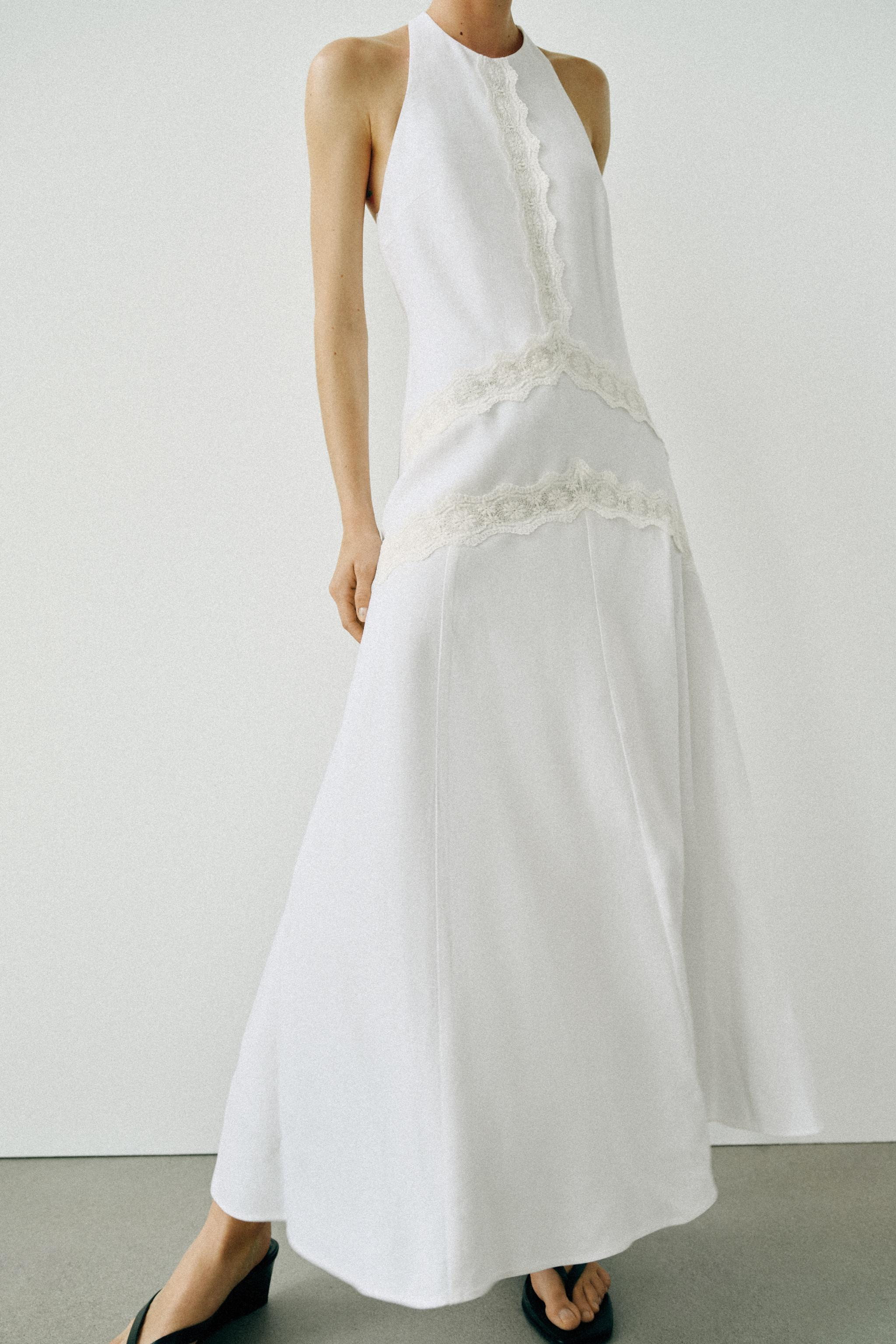 COMBINATION LINEN MIDI DRESS | Zara US