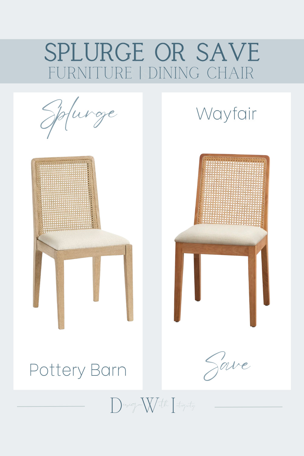 Splurge vs. Save: These cane-back dining chairs offer nearly the same airy, natural texture and clean lines. The Pottery Barn version brings a high-end finish, while the Wayfair option delivers a similar look for less. Tap to compare both styles and shop your favorite.

cane dining chair, Pottery Barn chair, Wayfair dining chair, dining room furniture, neutral home decor, splurge vs save, look for less decor, chair comparison, modern coastal decor, organic modern dining 

 #LTKHome