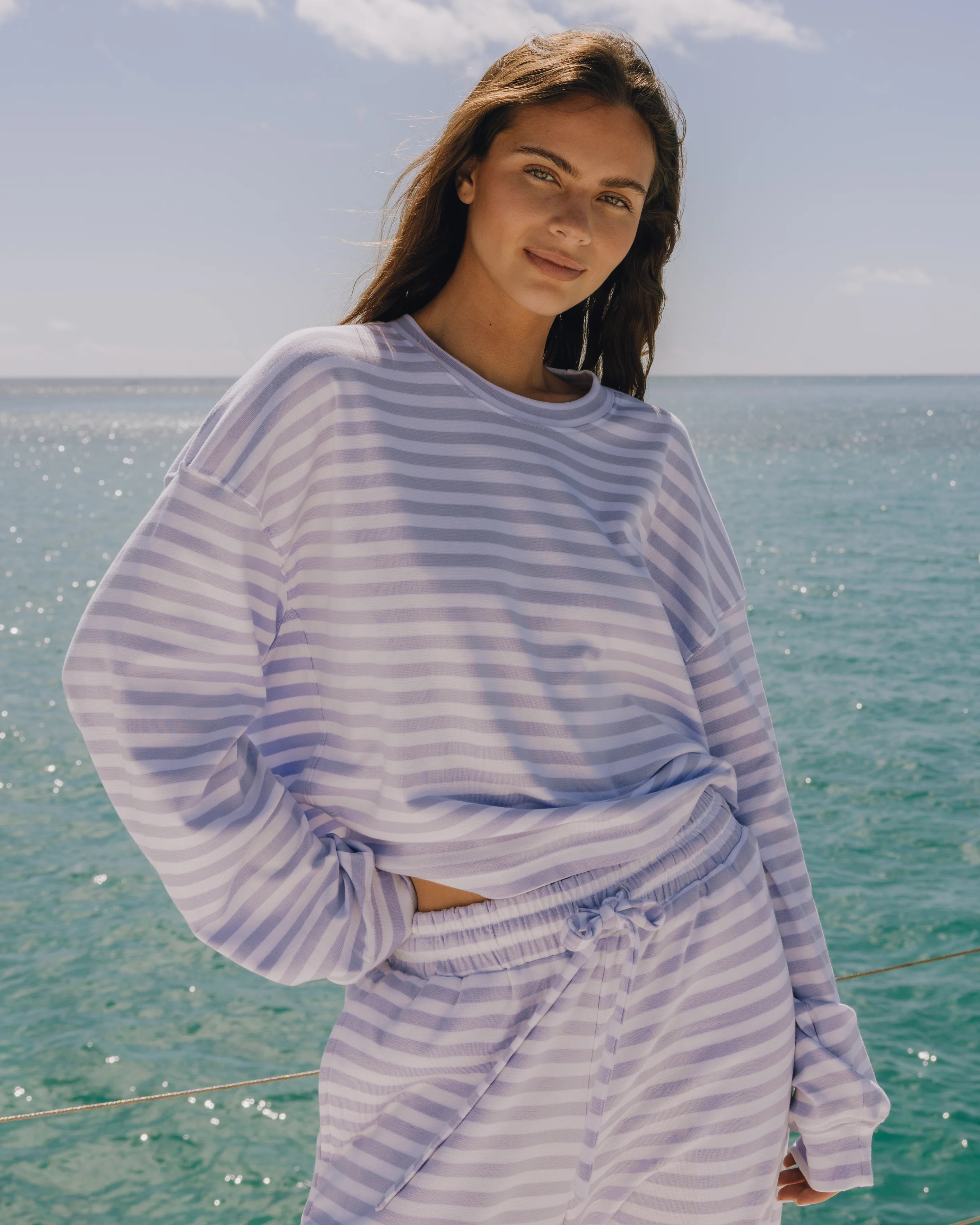 Striped Cotton Long Sleeve - Wink + White Stripe | Daily Drills