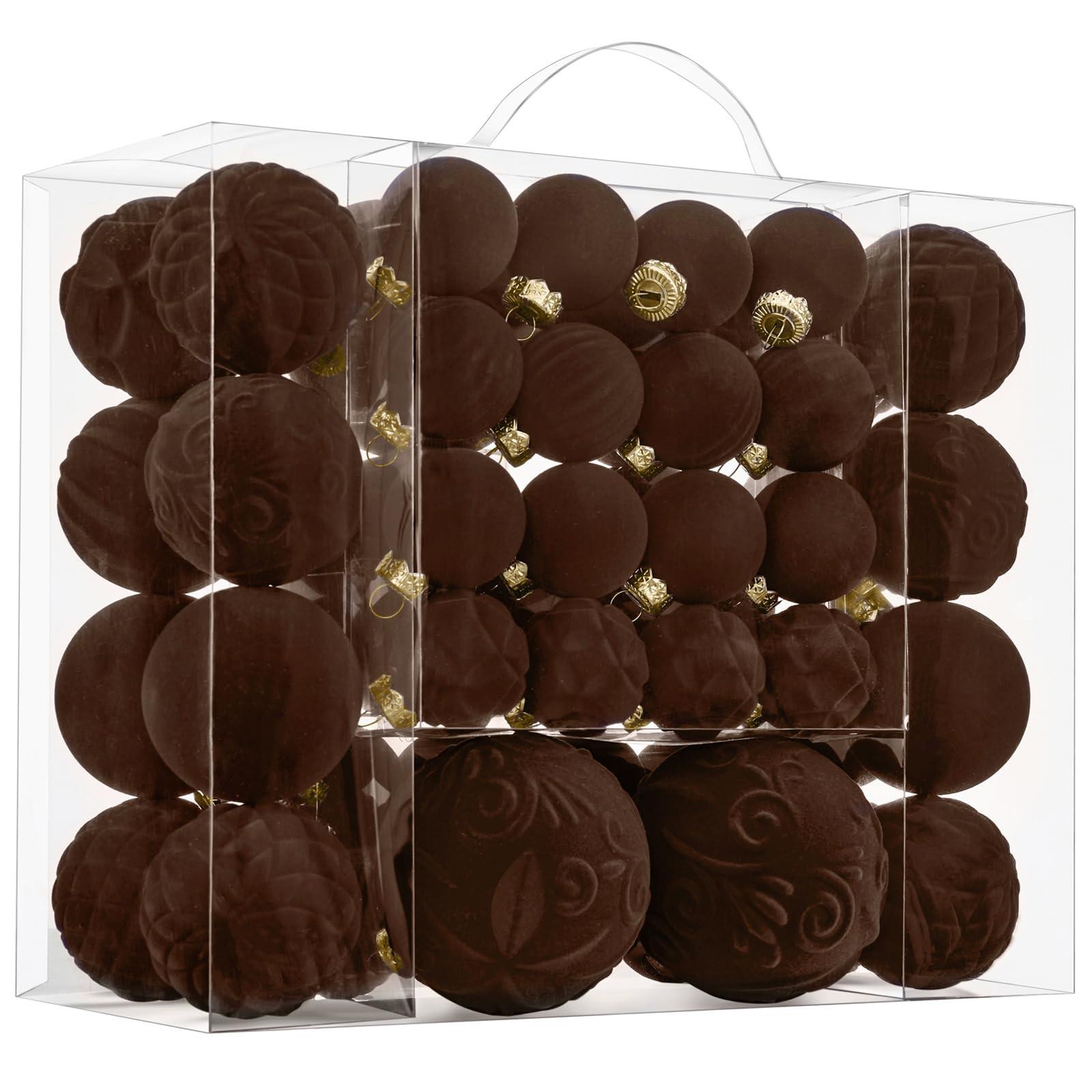 Velvet Christmas Ball Ornaments - 46pcs Flocked Christmas Tree Decorations Set Assorted Shatterpr... | Amazon (US)