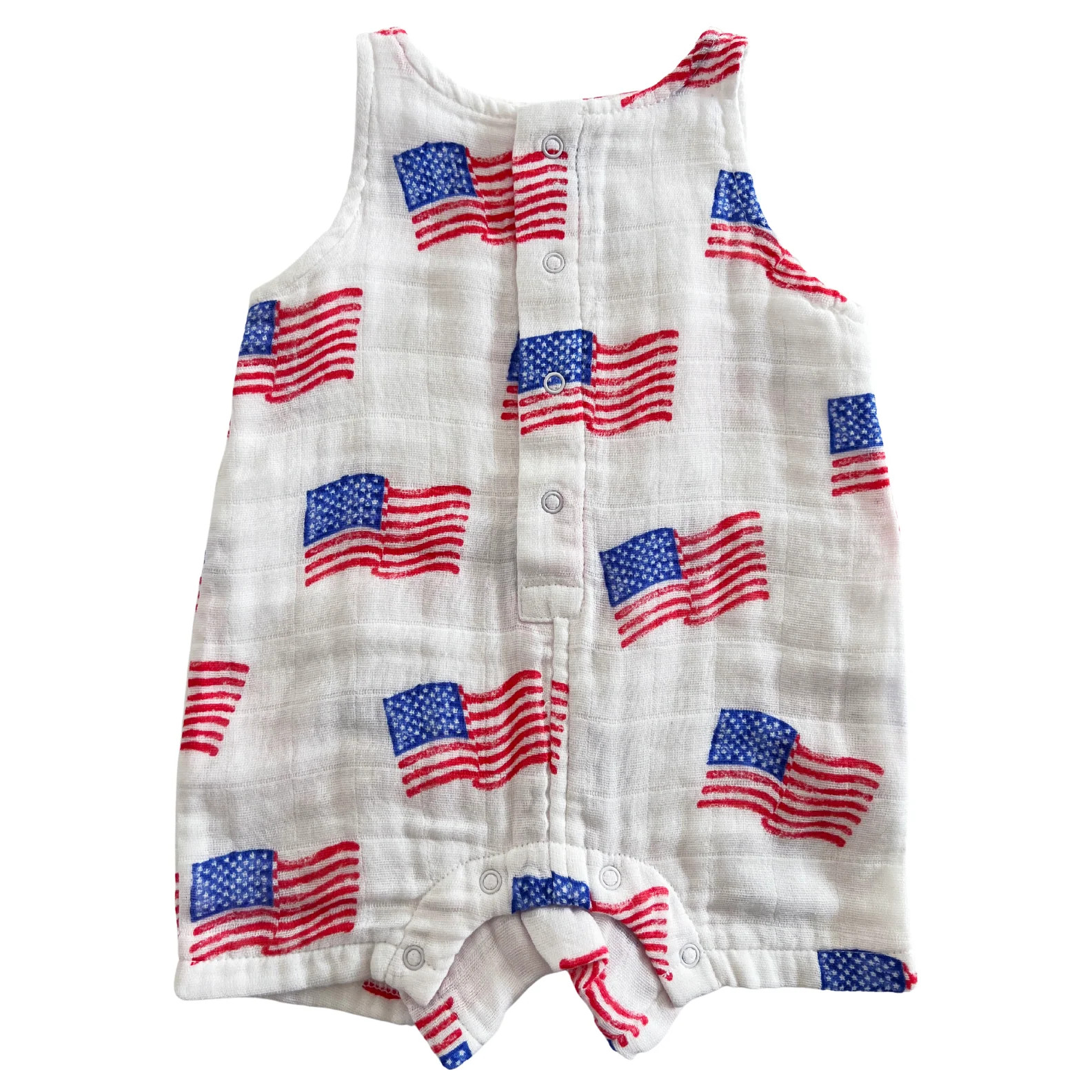 Muslin Shortie Romper, American Flag | SpearmintLOVE