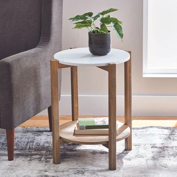 Better Homes & Gardens Round Marble End Table - Walmart.com | Walmart (US)