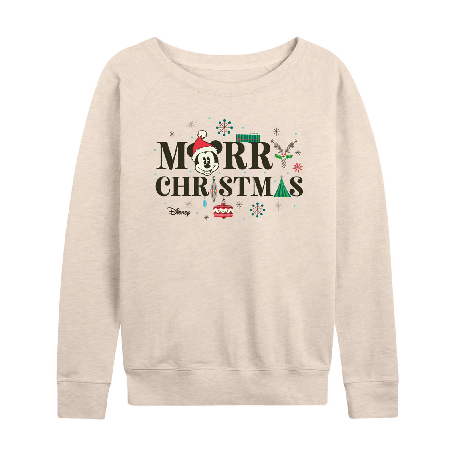 Disney's Mickey Mouse Women's Merry Christmas French Terry Long Sleeve Tee, Size: XL, Beige | Kohl's