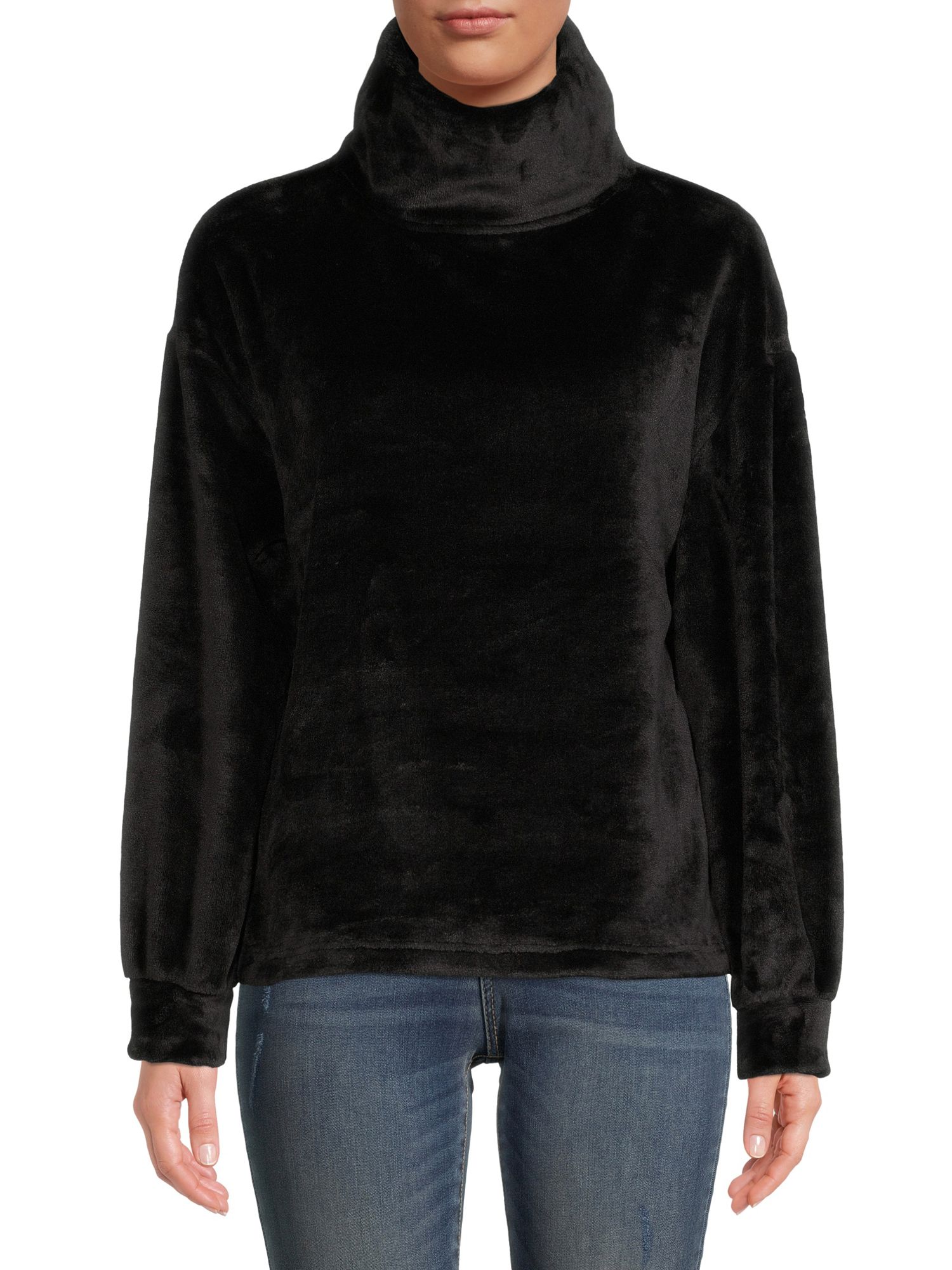 Time and Tru Women's Plush Cowl Neck Pullover - Walmart.com | Walmart (US)