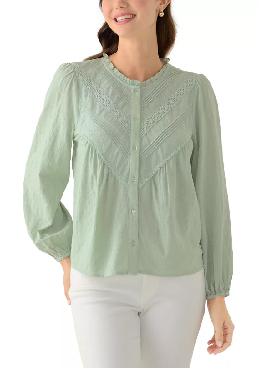 Women's Long Sleeve Pleated Yoke Blouse | Belk