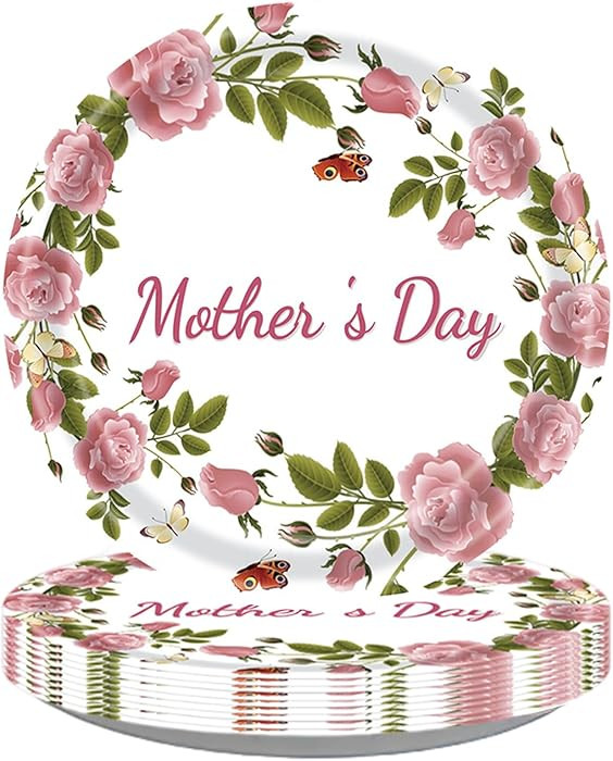30Pcs Happy Mother's Day Party Paper Plate 7" Floral Round Disposable Dinnerware Party Supplies D... | Amazon (US)