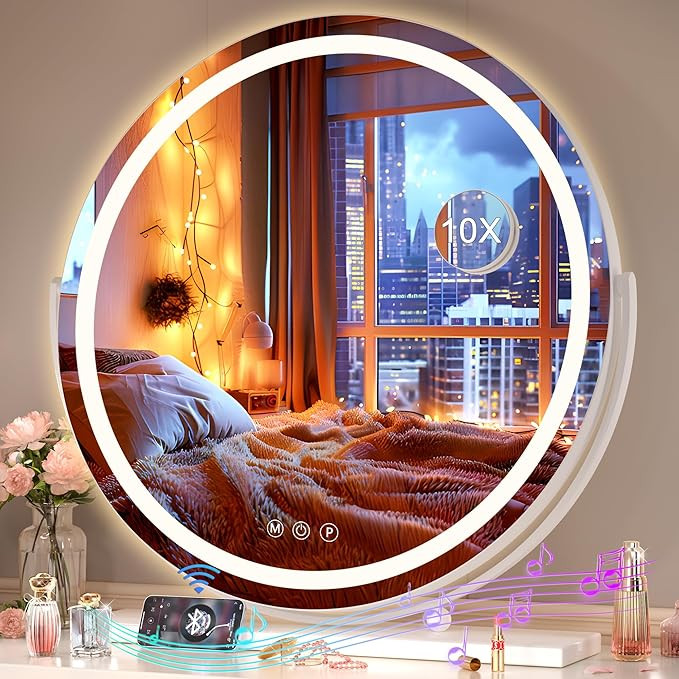 Hasipu Vanity Mirror with Lights and Bluetooth, 24" LED Makeup Mirror, Lighted Makeup Mirror with... | Amazon (US)