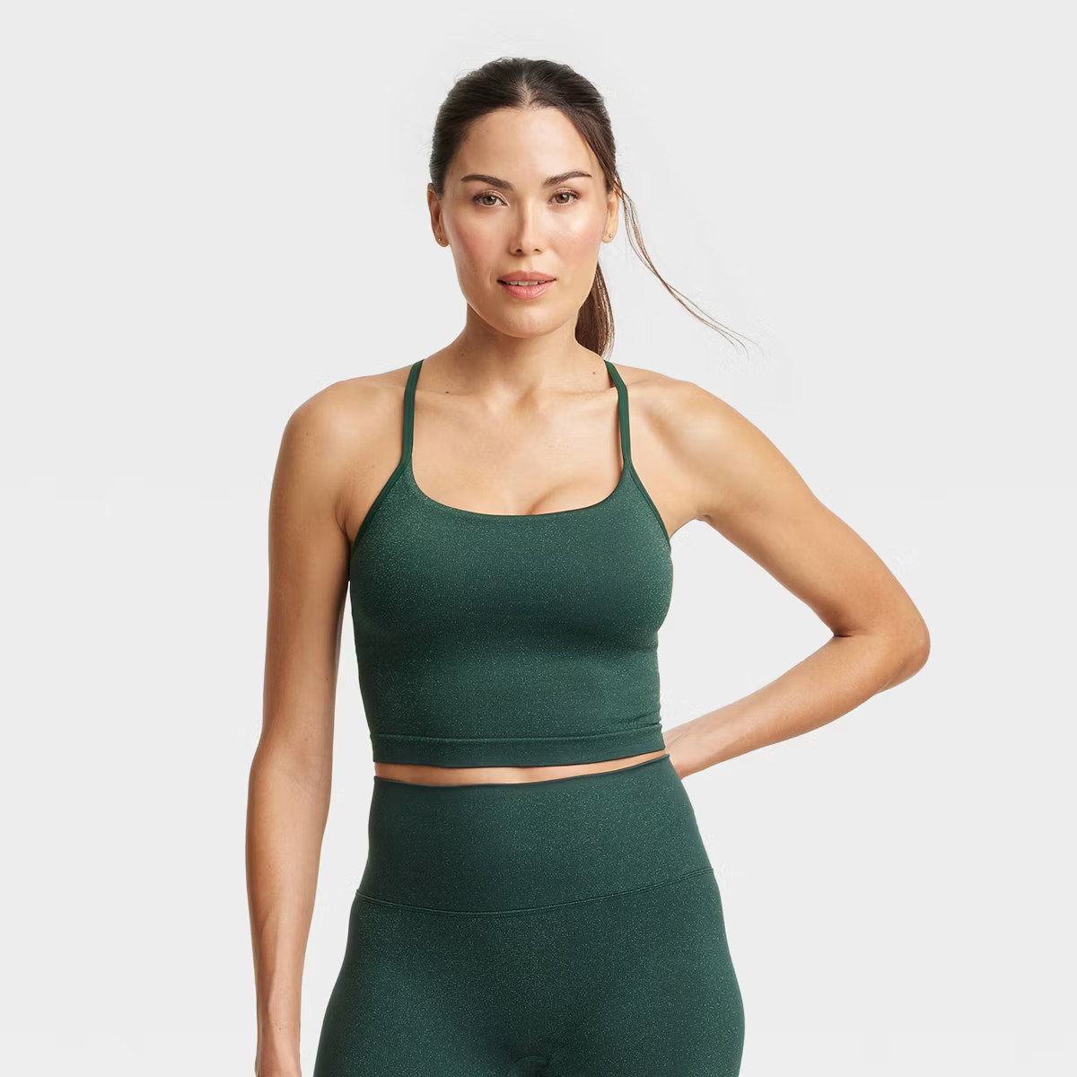 Women's Lurex Seamless Light Support Cami Cropped Sports Bra - All In Motion™ | Target