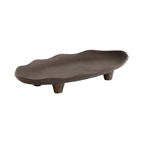 Kate and Laurel Alessia Modern Decorative Scalloped Oval Footed Metal Tray, 14 x 8, Bronze, Trans... | Amazon (US)