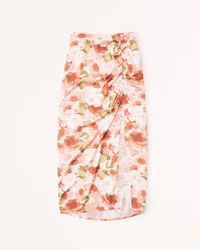 Women's Cinched Satin Maxi Skirt | Women's Bottoms | Abercrombie.com | Abercrombie & Fitch (US)