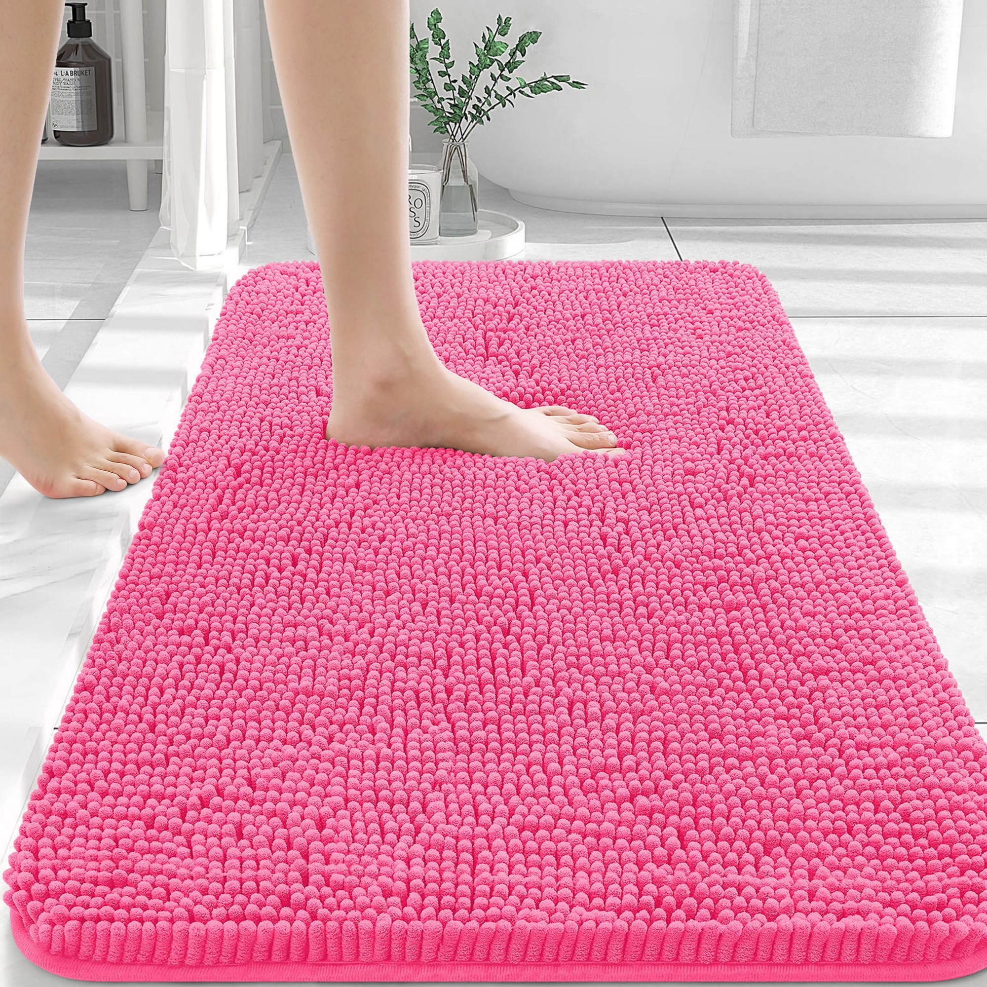 OLANLY Bathroom Rugs 30x20, Extra Soft Absorbent Chenille Bath Rugs, Rubber Backing Quick Dry, Ma... | Amazon (US)