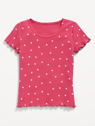 Printed Rib-Knit Lettuce-Edge T-Shirt for Girls | Old Navy (US)