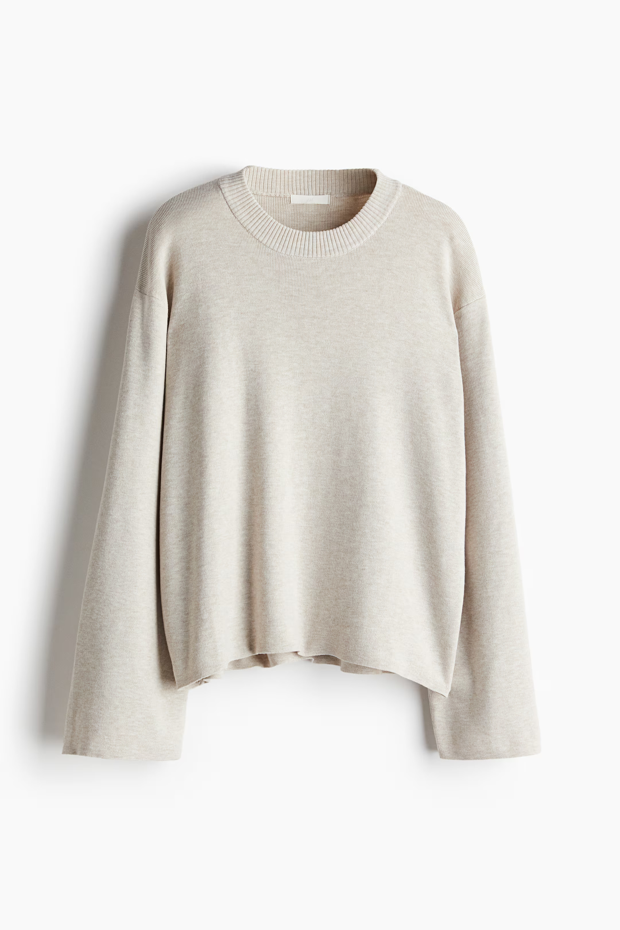 Oversized curved-hem jumper - Light beige marl - Ladies | H&M GB | H&M (UK, MY, IN, SG, PH, TW, HK)