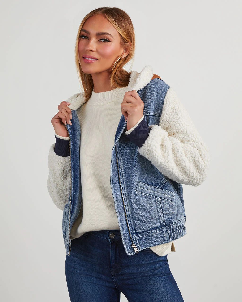 Westlyn Sherpa & Denim Hooded Jacket | VICI Collection