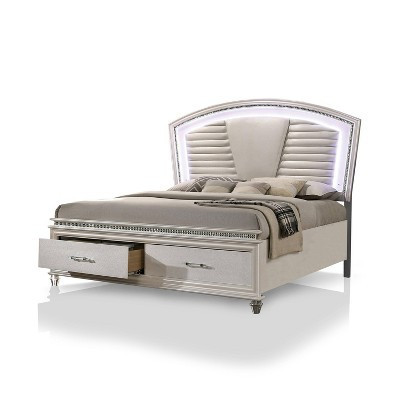 Eastern King Foye 2 Drawer Platform Bed White - HOMES: Inside + Out: Upholstered Headboard, LED Lighting | Target