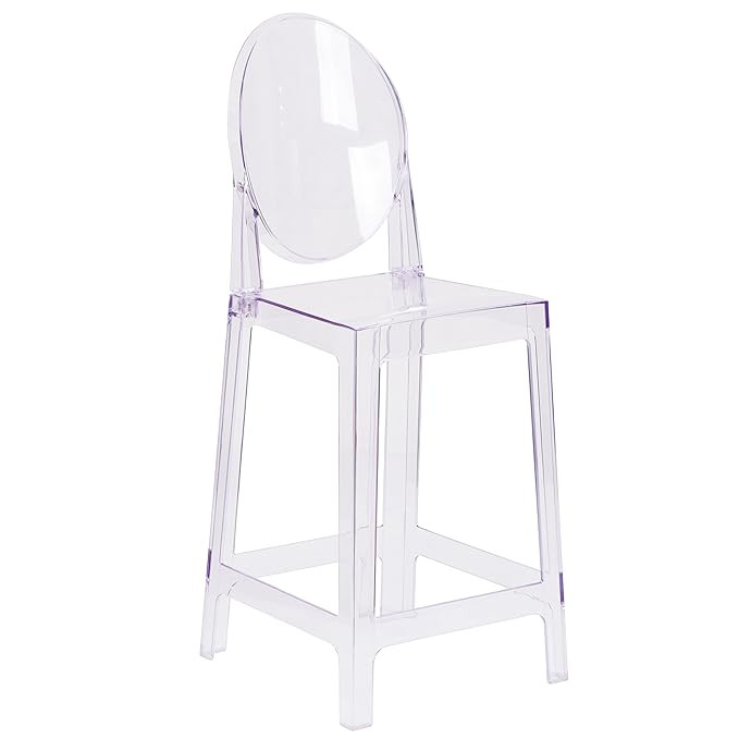 Flash Furniture Ghost Counter Stool with Oval Back in Transparent Crystal | Amazon (US)