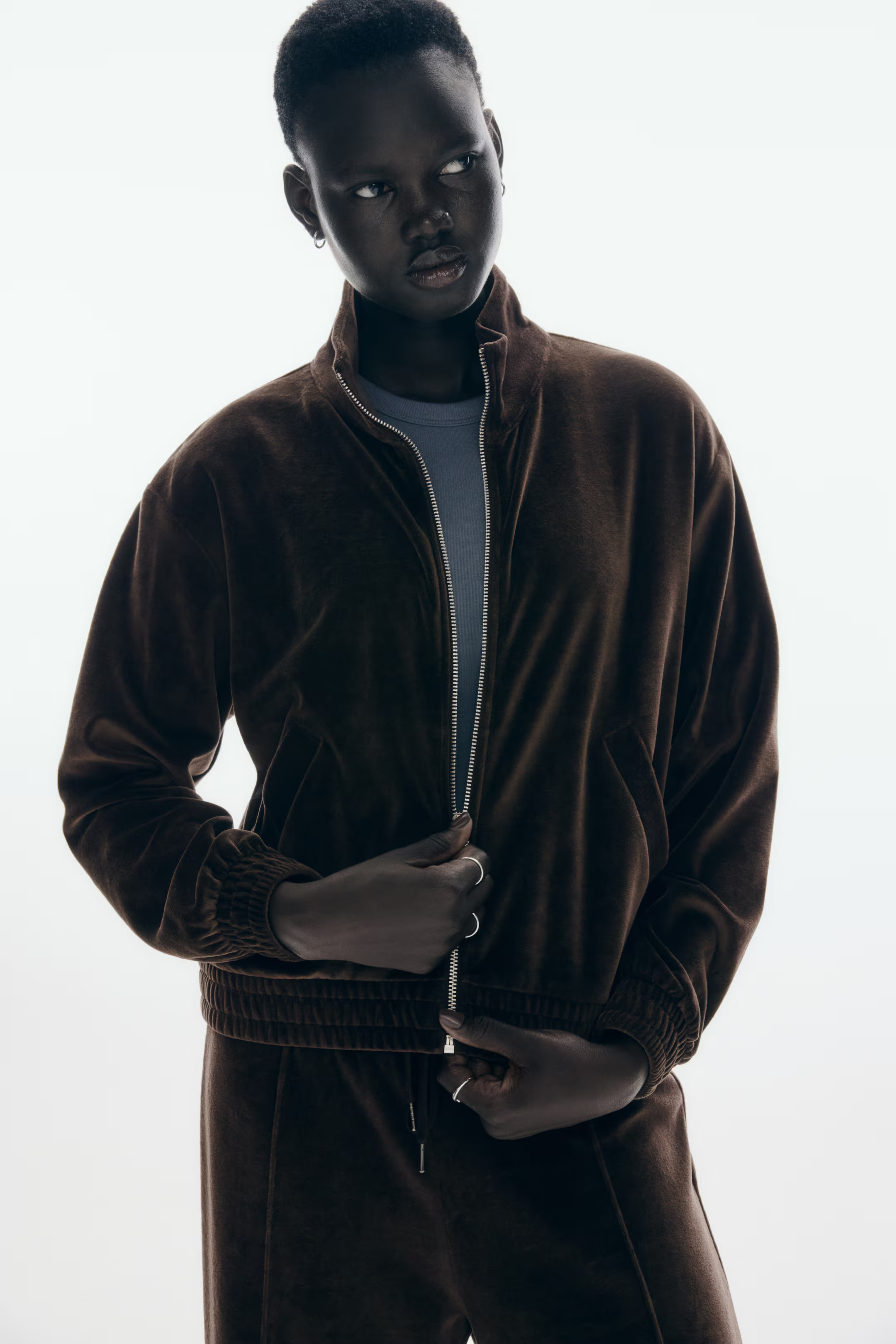 Velour zip-through jacket | H&M (UK, MY, IN, SG, PH, TW, HK)