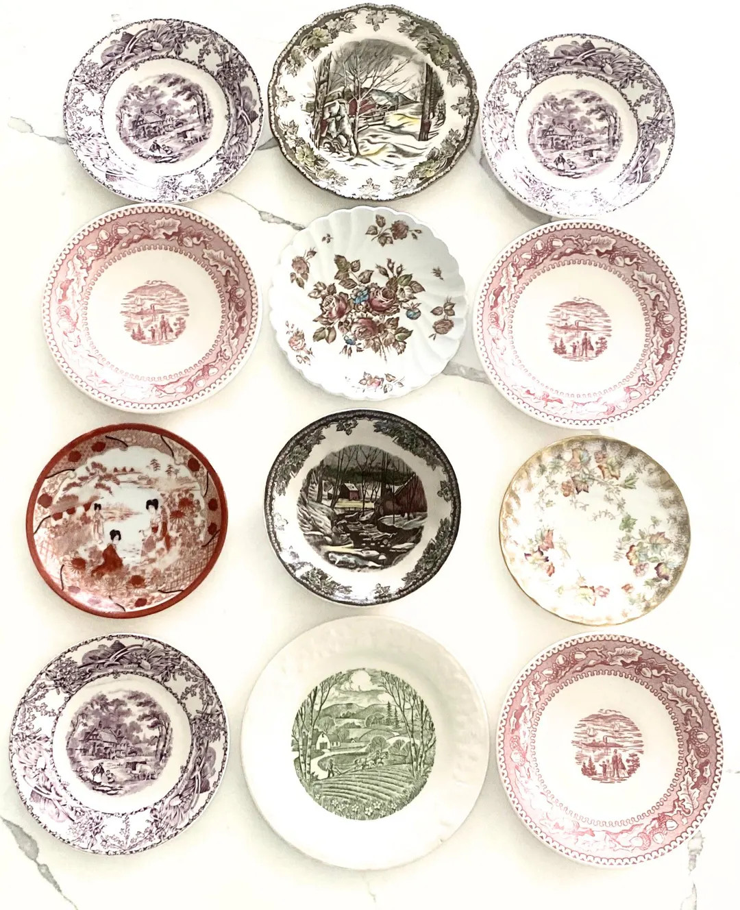 Mismatched Transferware Plates and Saucers Davenport Johnson Bros Friendly Village Geisha Girls D... | Etsy (US)