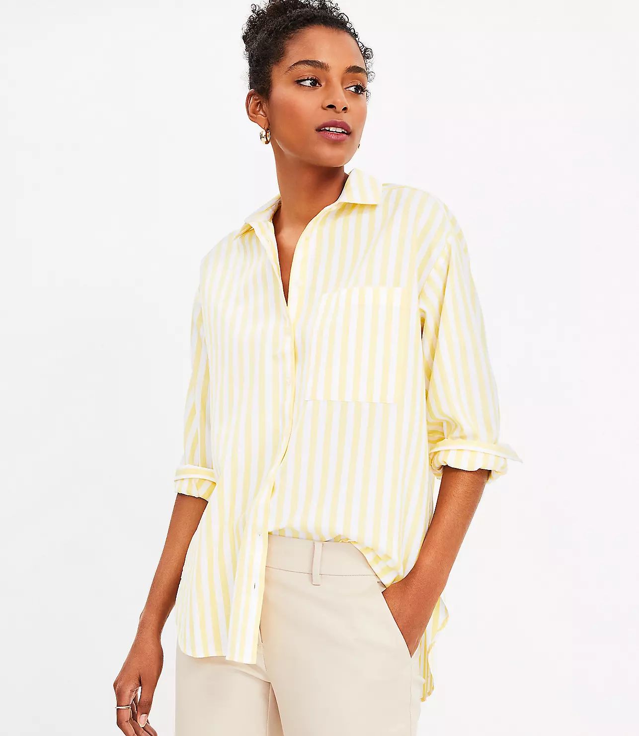 Stripe Oversized Everyday Shirt | LOFT