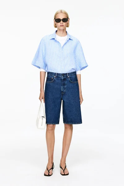 Long Denim Shorts – Dark Blue – Women – ARKET GB | Arket UK
