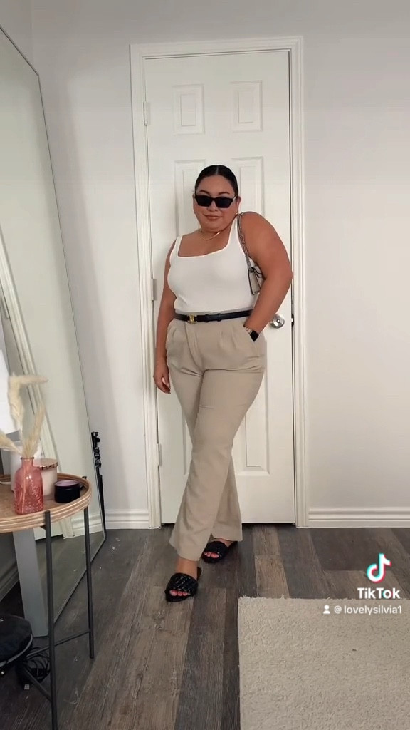 30 Days of Outfits: day 28 would be a great vacation outfit 🤍 

white bodysuit, linen pants, beige pants, black sandals, black belt, Abercrombie pants, summer outfit, summer fashion, vacation outfit 

#LTKSeasonal #LTKstyletip #LTKunder100