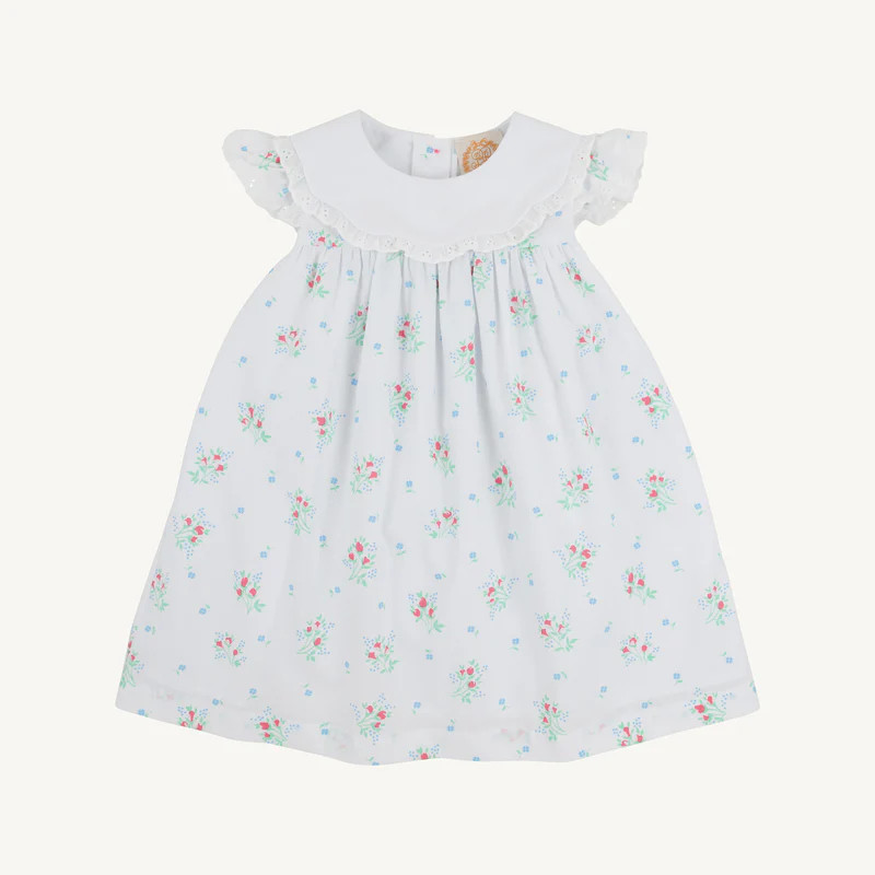Franny Frock - Franklin Flowers with Barrington Blue Check | The Beaufort Bonnet Company