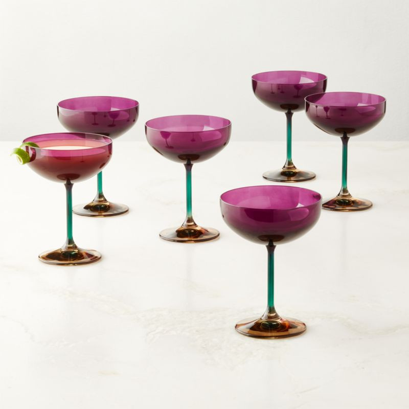 Marie Plum Coupe Cocktail Glasses Set of 6 by Azeeza + Reviews | CB2 | CB2