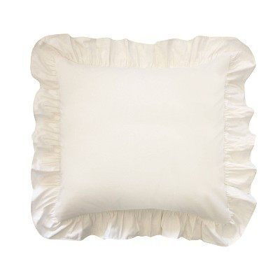 Euro Ruffled Pillow Sham Ivory - Fresh Ideas: 100% Polyester, Machine Washable, 26x26 Inch, No Fill, Plain Weave | Target