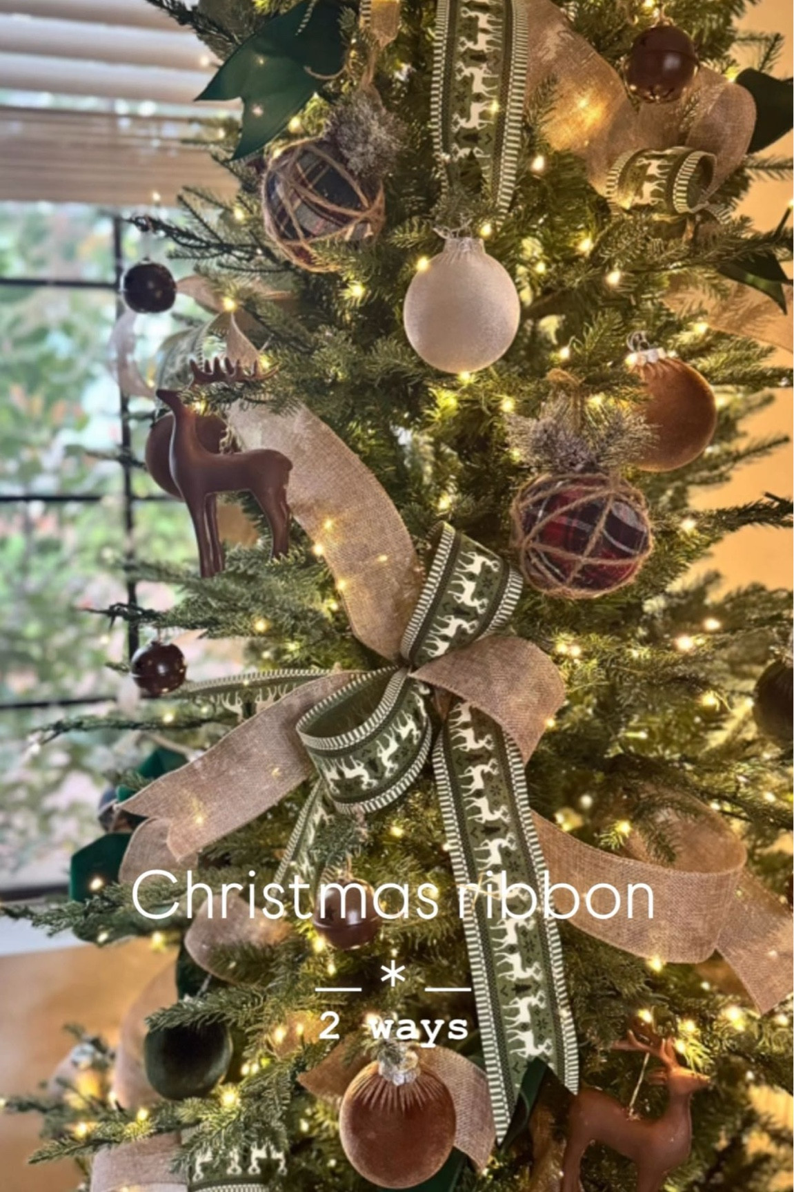 Christmas ribbon 2 ways 🎄 ⁣my favourite thing to decorate the Christmas tree is Christmas ribbon. Here’s two simple ribbon styling ideas:
⁣
Twist and tuck:⁣
1. Cut lengths to 8-12 inches and tuck each end⁣
Into the branches ⁣
2. Fluff as needed ⁣
⁣
3 loop bow:⁣
1. Cute 3 x lengths in ribbon of choice⁣
2. Fishtail ends ⁣
3. Create loops in each ⁣
4. Secure with cable tie and attach to tree⁣
5. Add extra tails if desired ⁣
6. Fluff loops and tails ⁣
⁣
#christmastreeinspo #christmastreedecorating #christmasdecor #christmasribbon #seasonaldécor #christmasaesthetic #viraltree #reindeerribbon #greenvelvet #easychristmasdecor #christmasinspiration #christmasinspo #christmasdiy #rusticchristmas #scandichristmas #scottsdalemoms #azmom