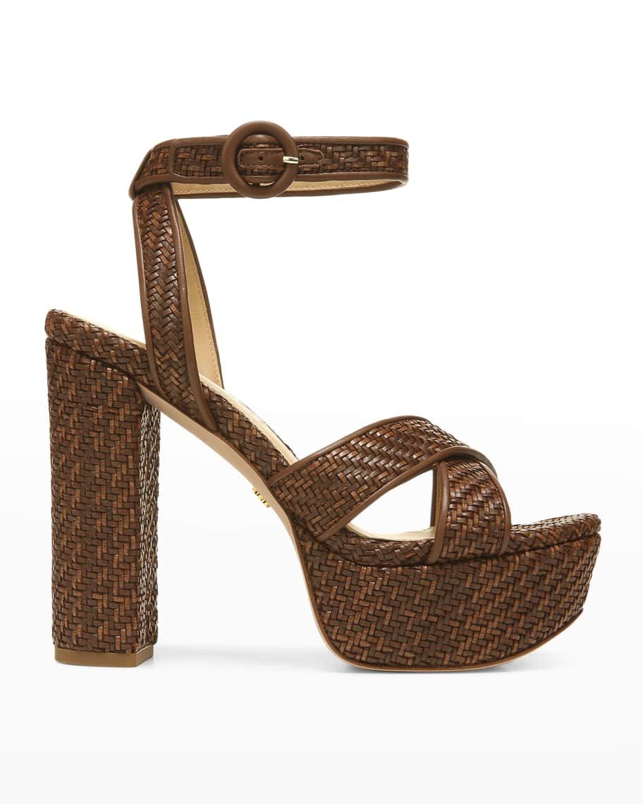 Veronica Beard Lalana Woven Leather Platform Sandals | Neiman Marcus