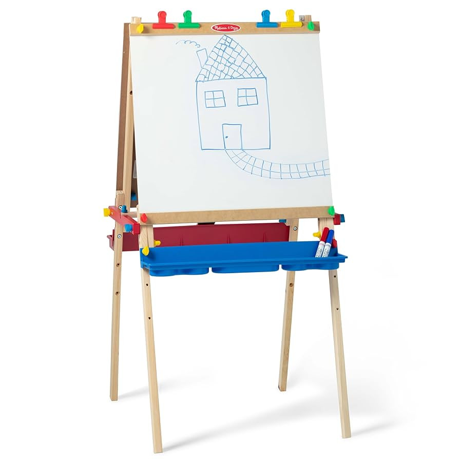 Melissa & Doug Deluxe Standing Art Easel - Dry-Erase Board, Chalkboard, Paper Roller - FSC Certif... | Amazon (US)