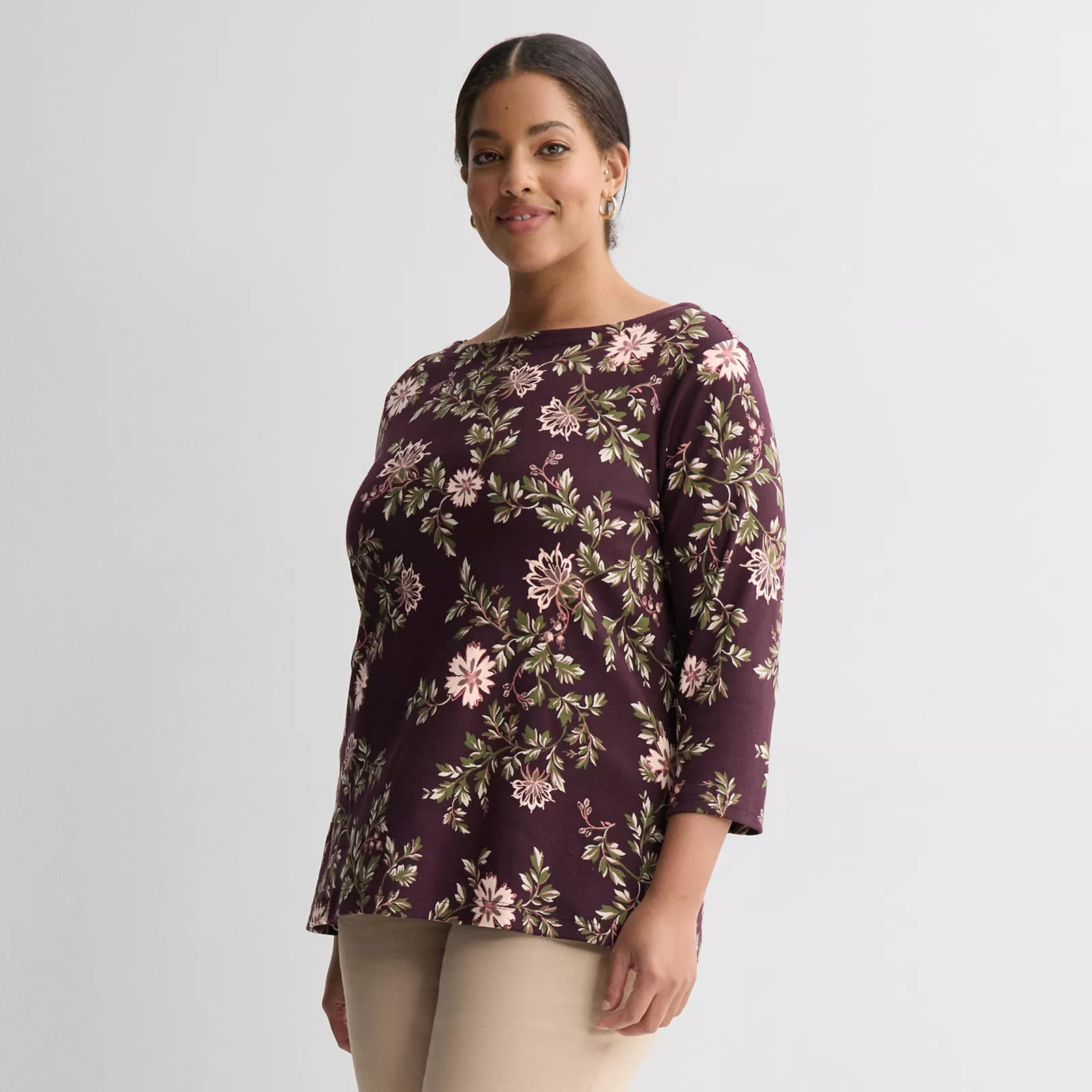 Plus Size Croft & Barrow® Boatneck Top, Women's, Size: 0X, Brown Craft Tile | Kohl's