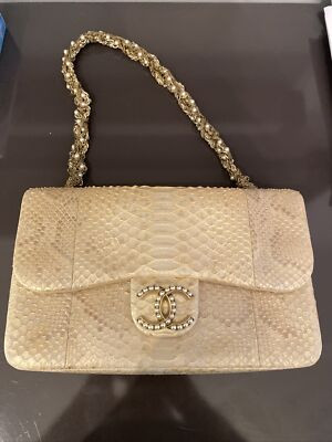 Chanel Ivory/gold Python Bag | eBay US